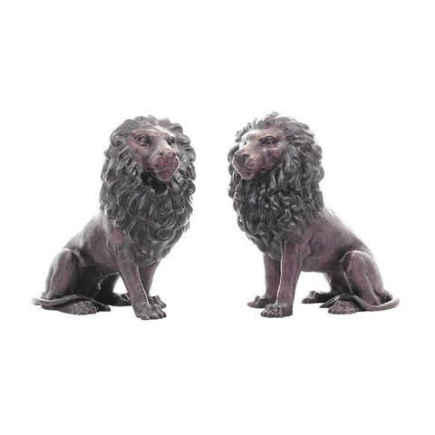 Pair of Sitting Lion Statues