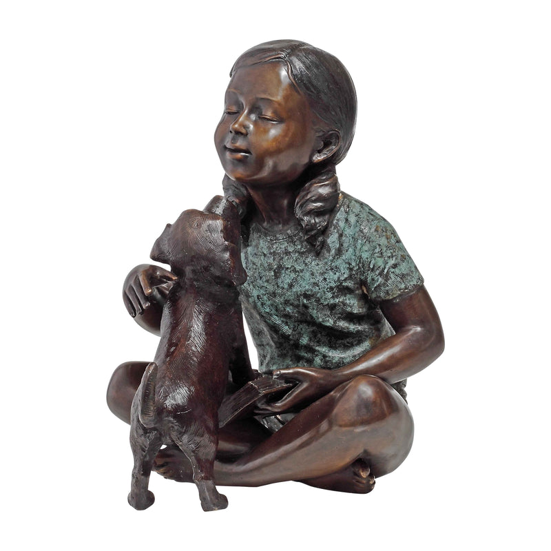 Bronze Statue of a Girl Playing with Dog - Randolph Rose Collection