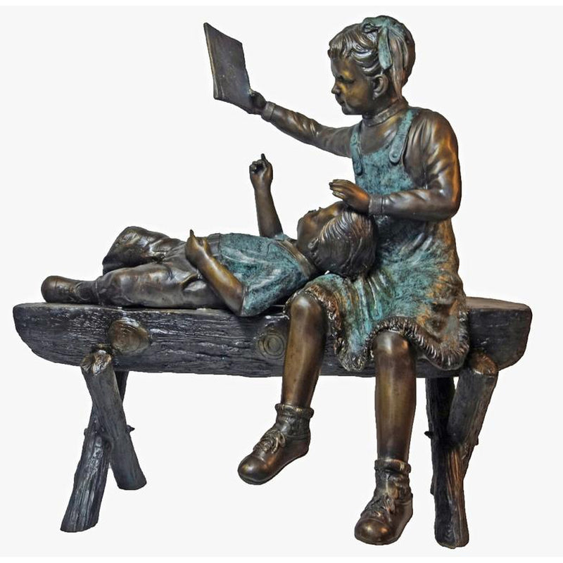 Children Reading Bronze Art Statues for Libraries
