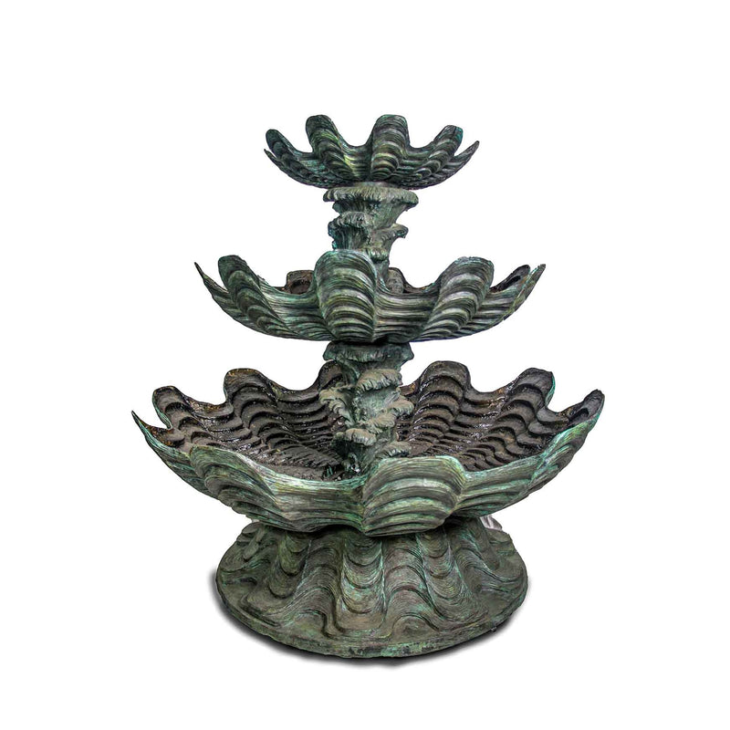 Triple Tier Waterfall Wave Shell Fountain-Custom Bronze Statues & Fountains for Sale-Randolph Rose Collection