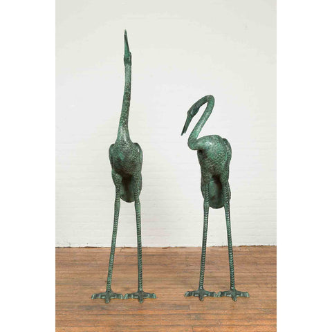 Pair of Verdigris Cranes