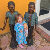 Celebrate Diversity - Fun with Friends-Bronze Statue of Children Reading-Randolph Rose Collection-