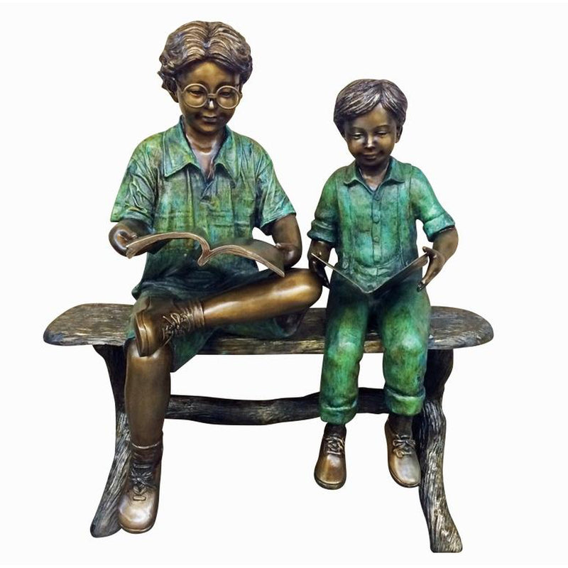 Bronze Statue Two Boys on Bench
