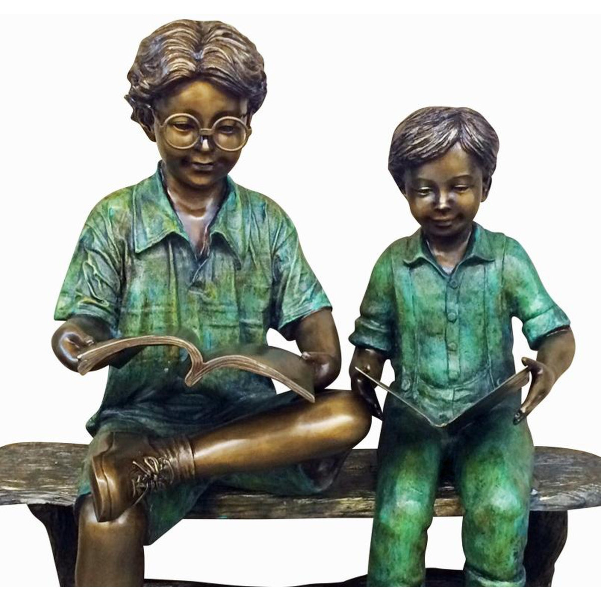 Brothers Sitting on Bench Bronze Statue | Randolph Rose Collection