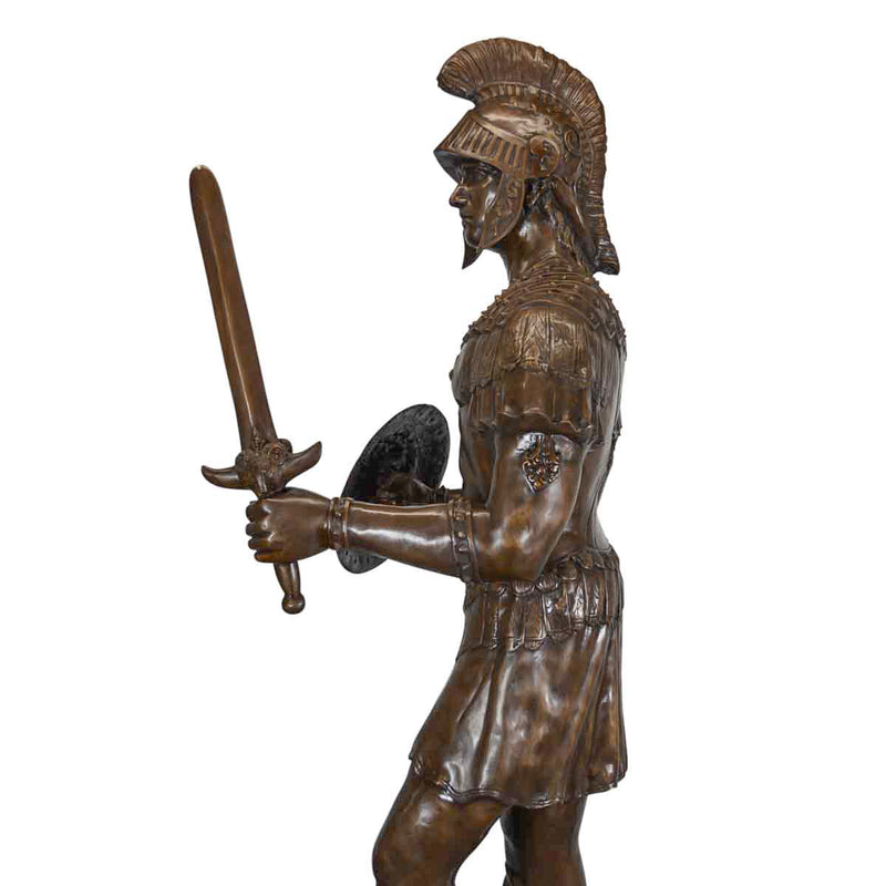 Bronze Roman Soldier Statue with Shield and Sword-Custom Bronze Statues & Fountains for Sale-Randolph Rose Collection