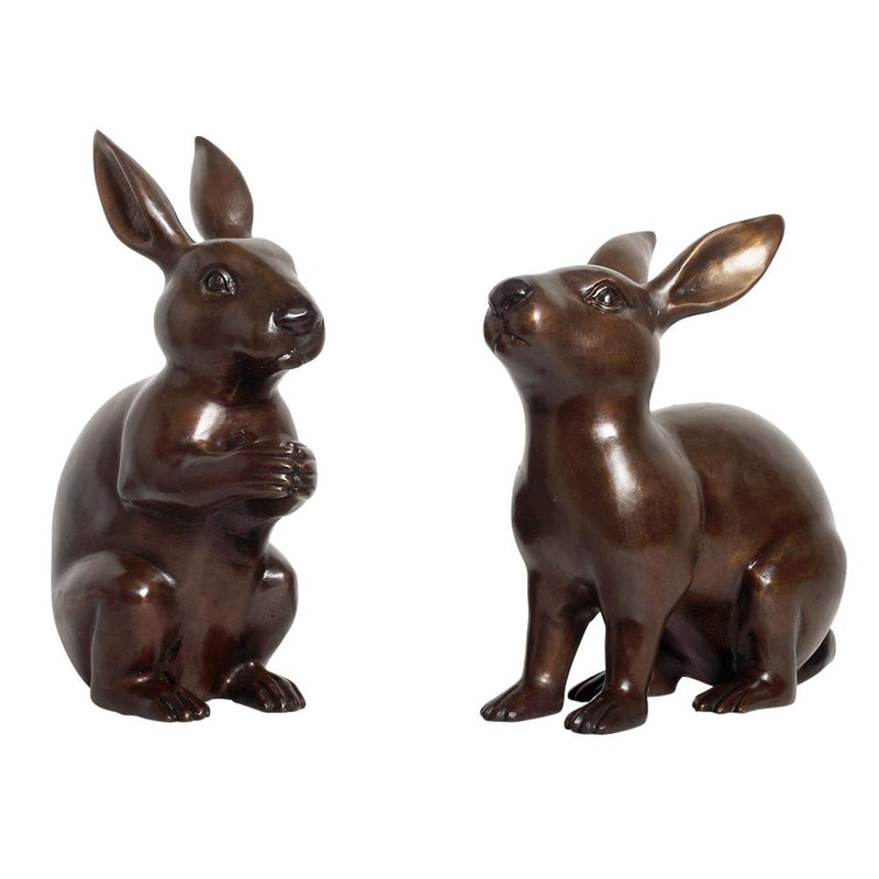 Pair of Bunny Rabbits-Bronze Animal Garden Statues-Randolph Rose Collection