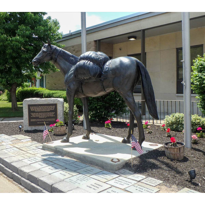 Military Pack Horse with Saddle Statue-Custom Bronze Statues & Fountains for Sale-Randolph Rose Collection
