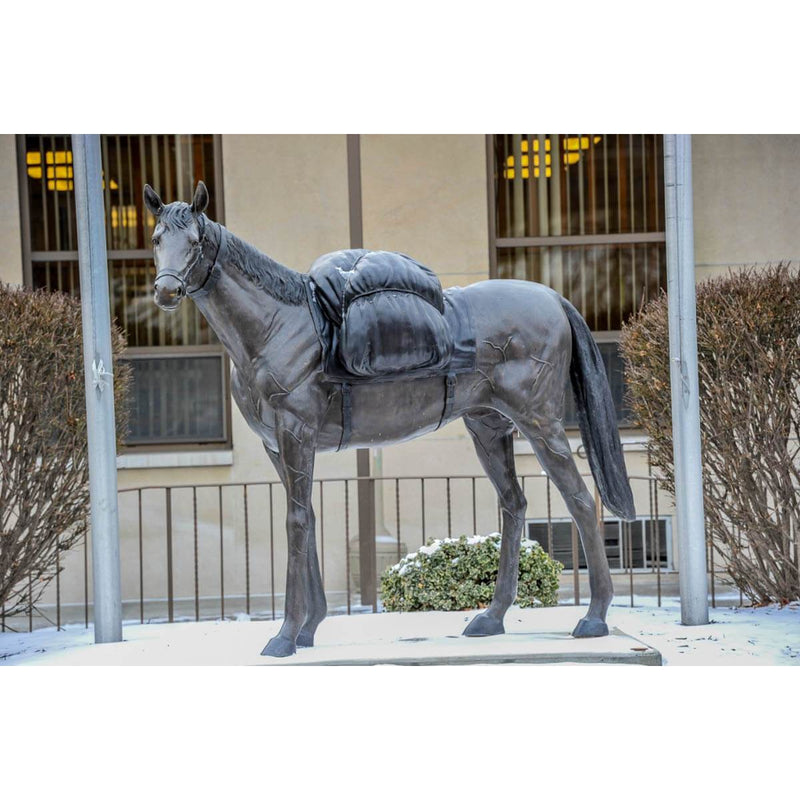 Military Pack Horse with Saddle Statue-Custom Bronze Statues & Fountains for Sale-Randolph Rose Collection