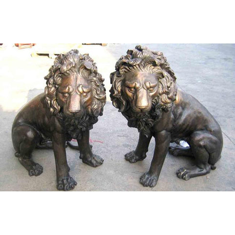 Sitting Pair of Lion Statues