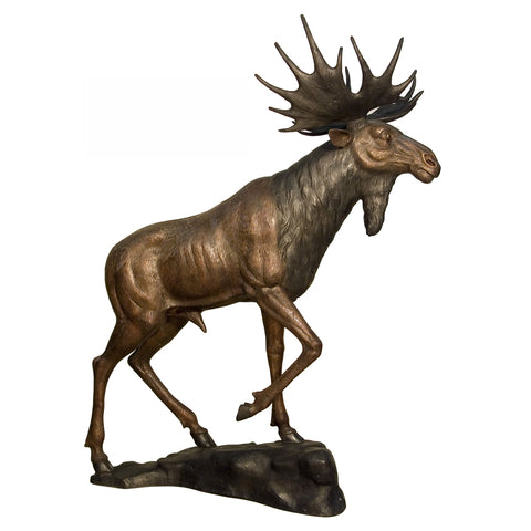 Bronze Moose Sculpture - Brown Patina