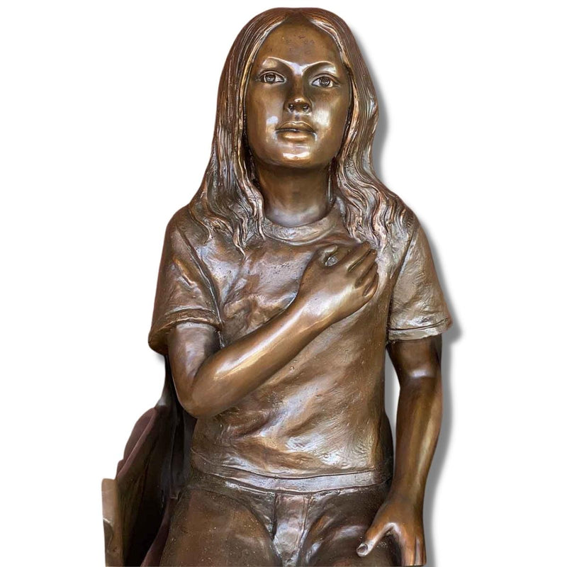 Pledge of Allegiance Girl Patriotic Statue-Custom Bronze Statues & Fountains for Sale-Randolph Rose Collection
