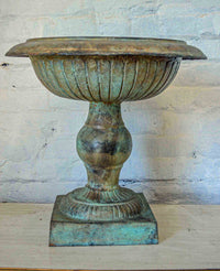 Greco-Roman Style Bronze Planter in Verdigris Patina