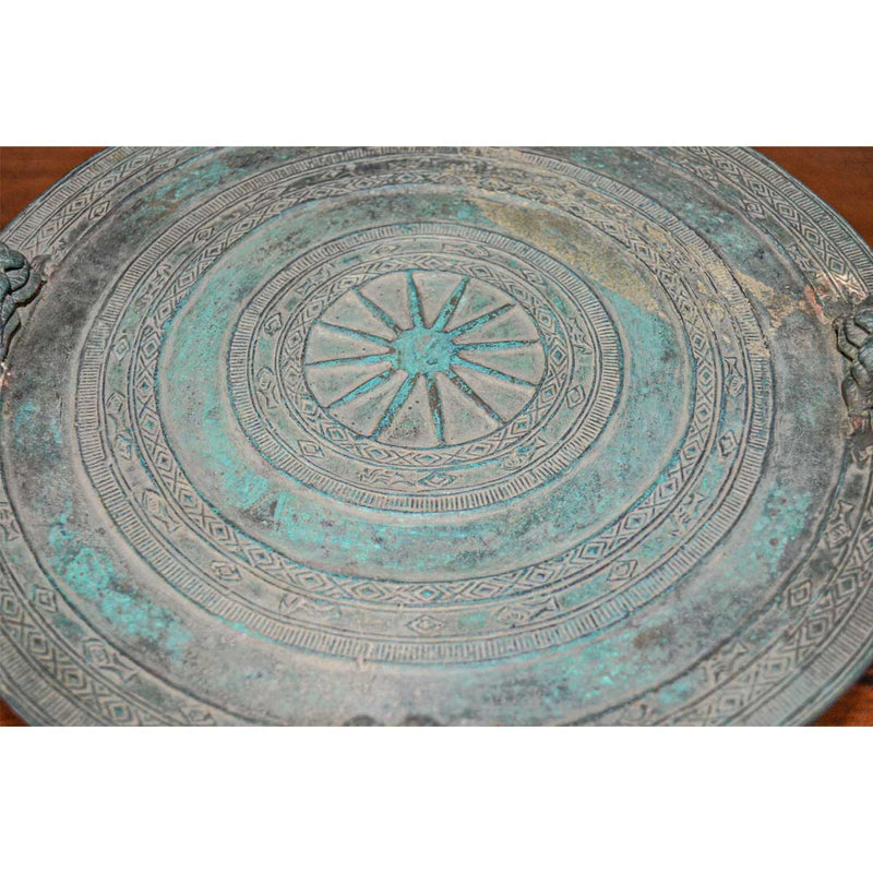 Bronze Laotian Rain Drum in Verde Patina-Custom Bronze Statues & Fountains for Sale-Randolph Rose Collection