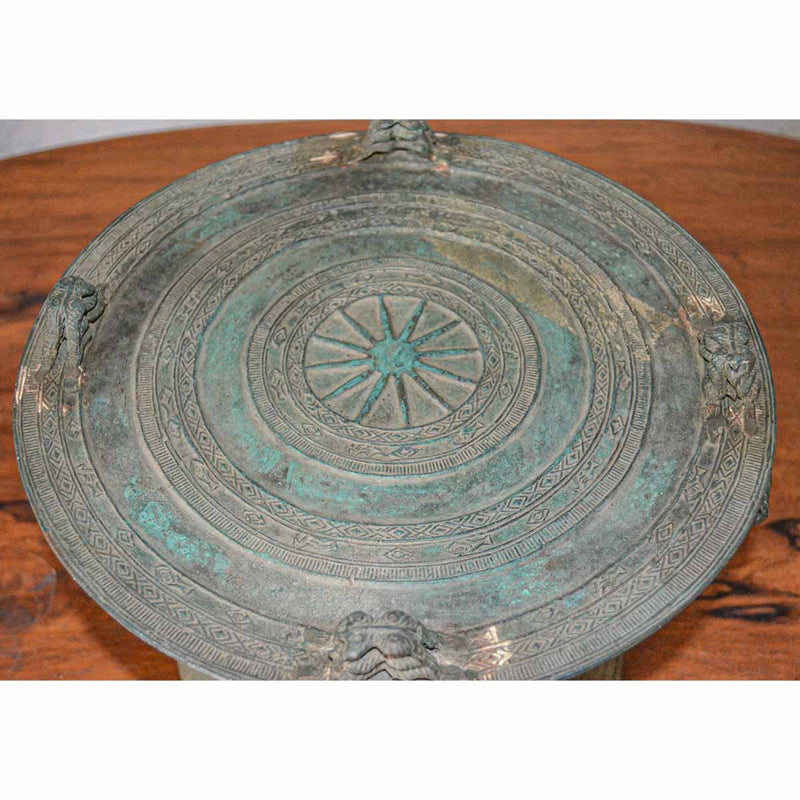 Bronze Laotian Rain Drum in Verde Patina-Custom Bronze Statues & Fountains for Sale-Randolph Rose Collection