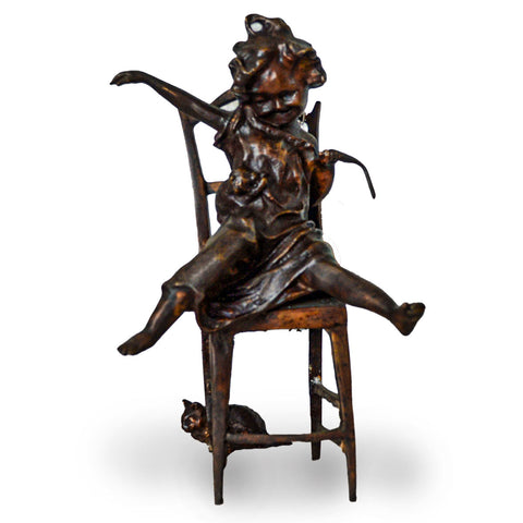 Girl Sitting with Cat - Tabletop Statuette