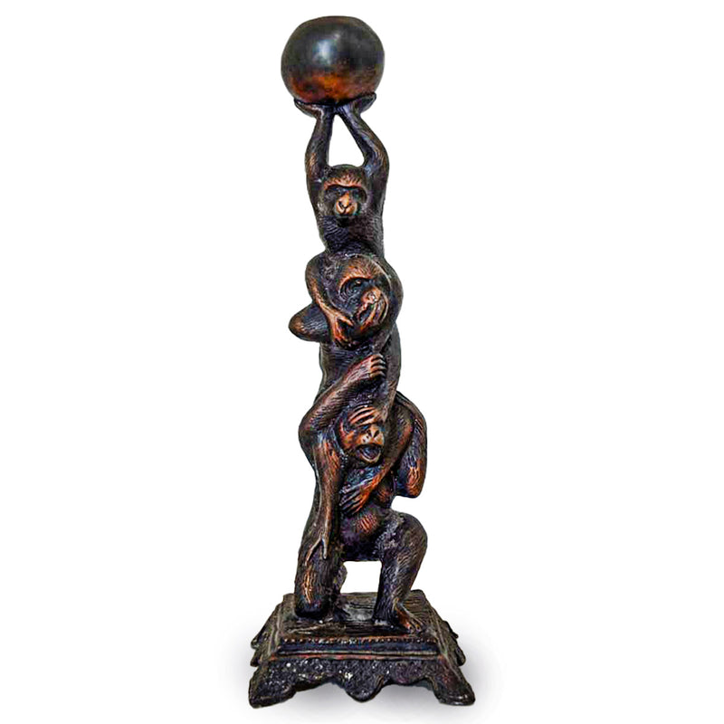 Three Monkeys Playing with Ball Bronze Candleholder-Custom Bronze Statues & Fountains for Sale-Randolph Rose Collection