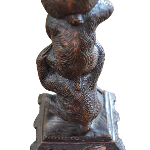 Three Monkeys Playing with Ball Bronze Candleholder