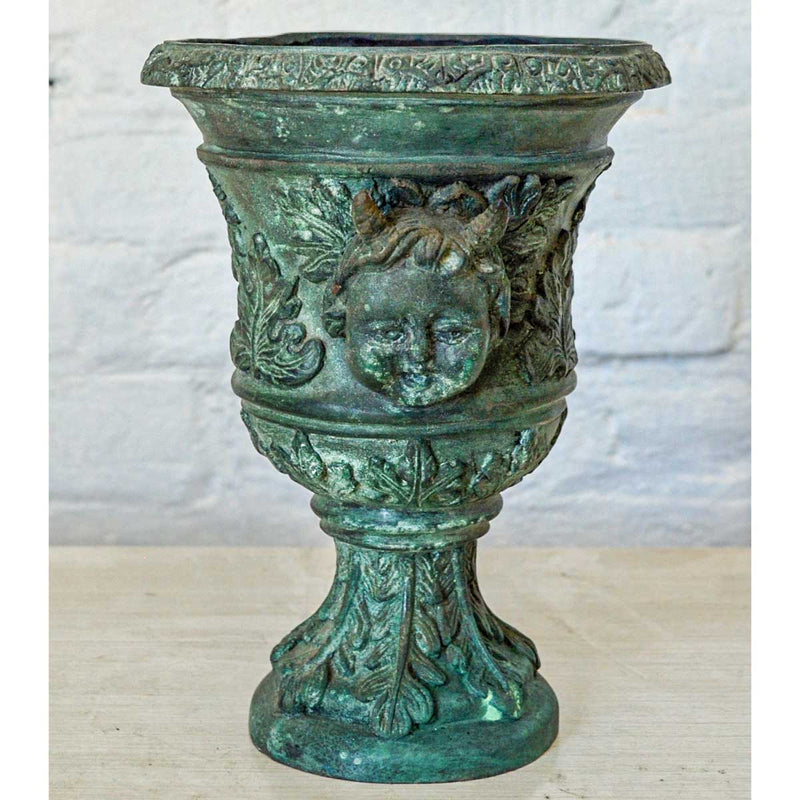Small Greco-Roman Style Bronze Urn with Verdigris Patina-Custom Bronze Statues & Fountains for Sale-Randolph Rose Collection