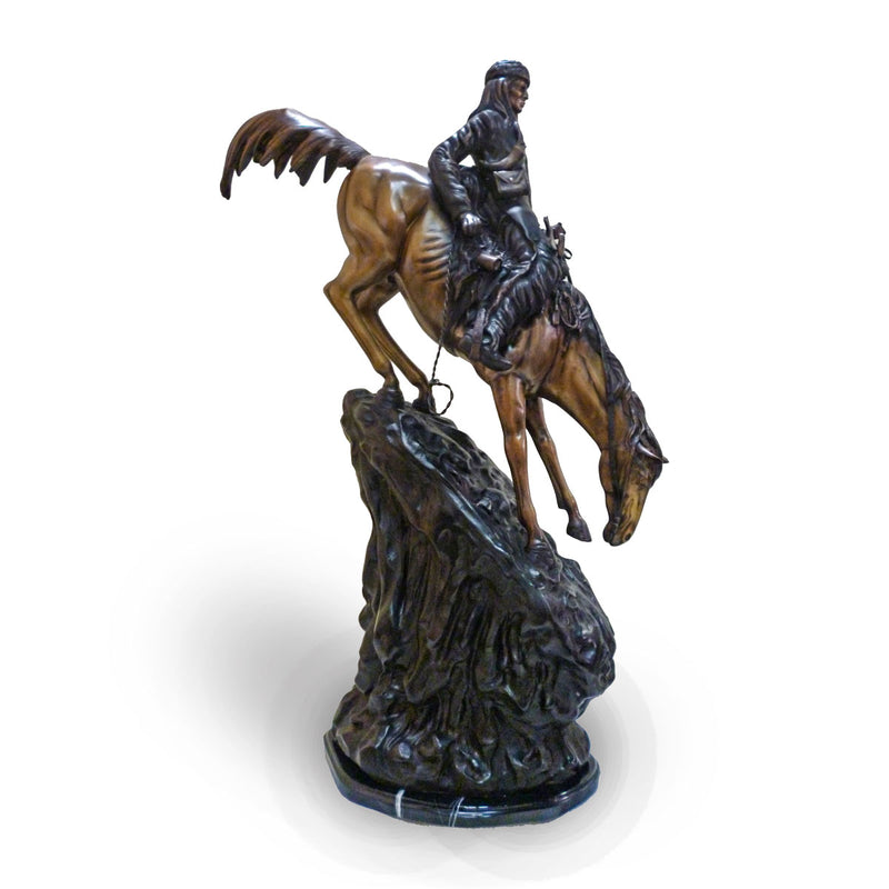 Cowboy and Horse Going Downhill-Custom Bronze Statues & Fountains for Sale-Randolph Rose Collection