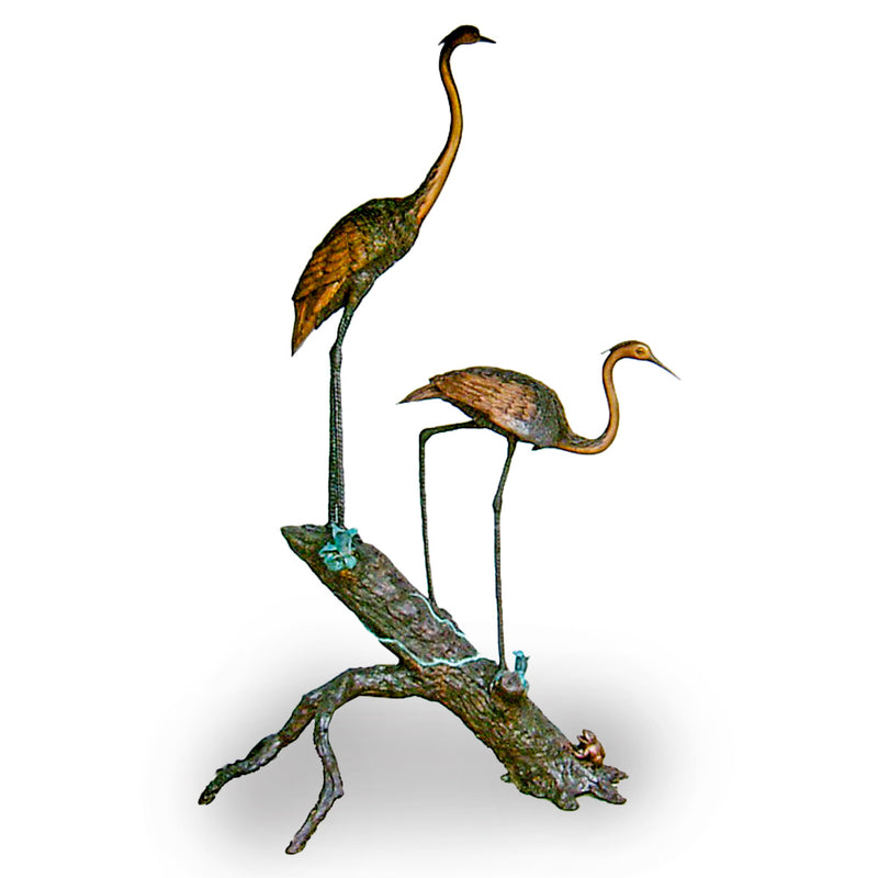 Pair of Cranes on Branch-Custom Bronze Statues & Fountains for Sale-Randolph Rose Collection