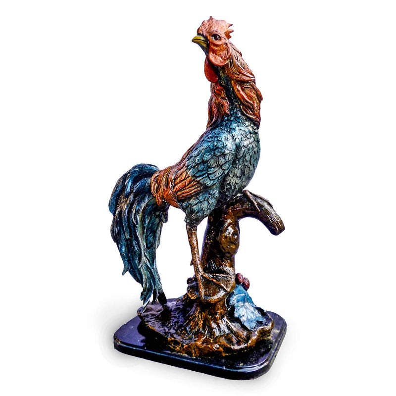 Rooster on Branch Bronze Sculpture-Custom Bronze Statues & Fountains for Sale-Randolph Rose Collection