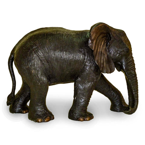 Elephant with Trunk Down Bronze Statue