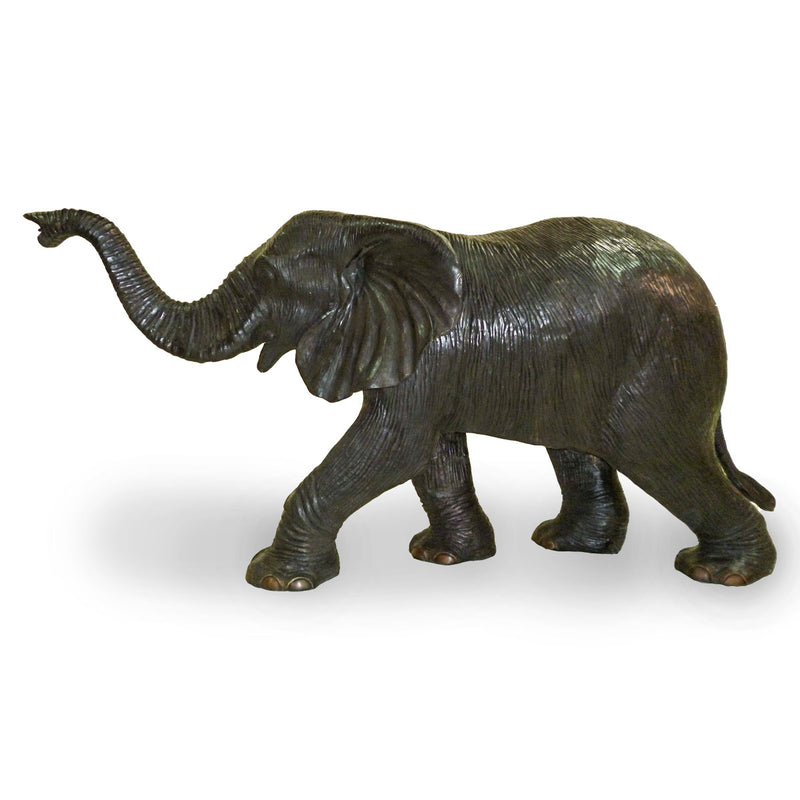 Elephant in Motion with Trunk Up Bronze Statue-Custom Bronze Statues & Fountains for Sale-Randolph Rose Collection
