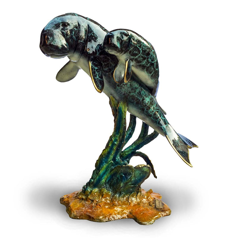 Two Seals on Rock with Special Glazed Patina-Custom Bronze Statues & Fountains for Sale-Randolph Rose Collection