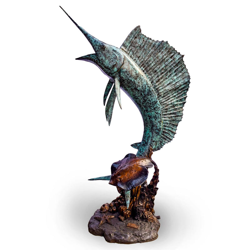 Swordfish Billfish with Verdigris Patina-Custom Bronze Statues & Fountains for Sale-Randolph Rose Collection
