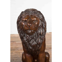 Pair of Sitting Lions with Dark Bronze Patina-Custom Bronze Statues & Fountains for Sale-Randolph Rose Collection