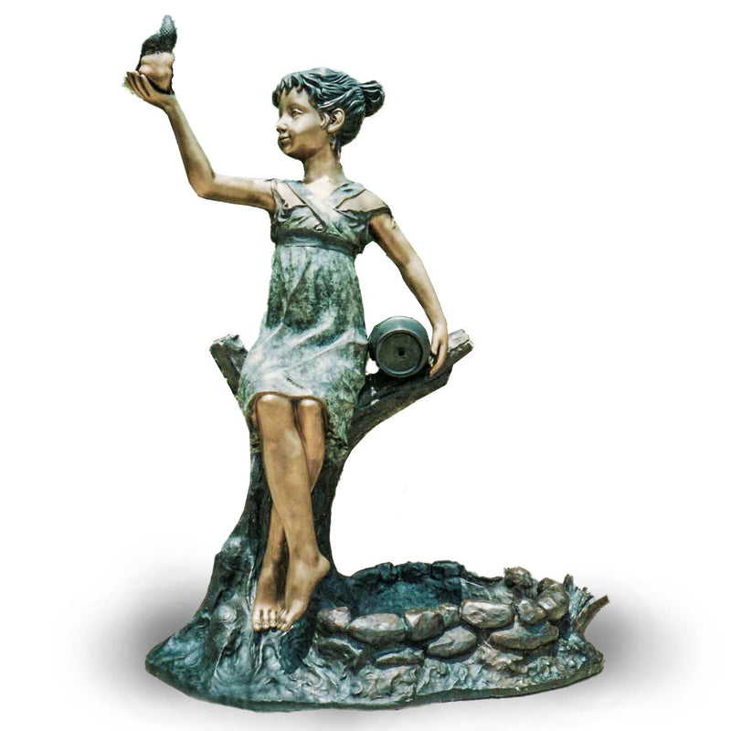 Woman Holding Bird and Apple Bronze Fountain-Custom Bronze Statues & Fountains for Sale-Randolph Rose Collection