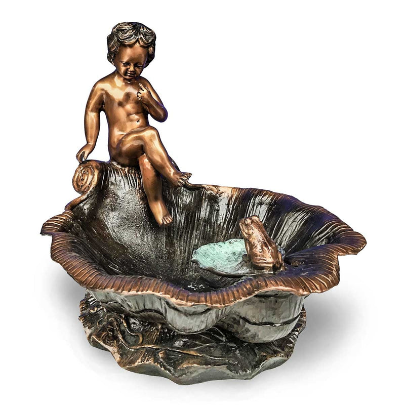 Cherub Sitting on A Shell with a Frog-Custom Bronze Statues & Fountains for Sale-Randolph Rose Collection