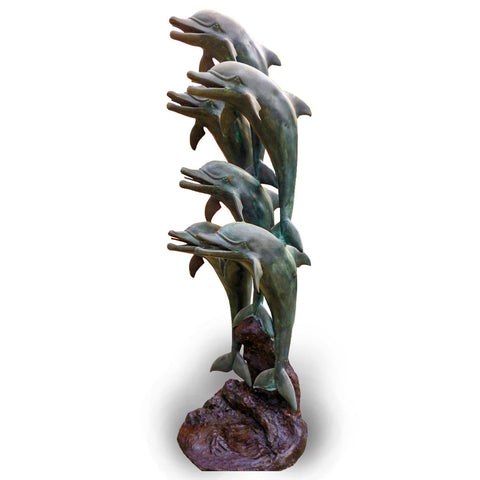 Six Dolphins on Wave Base Bronze Fountain