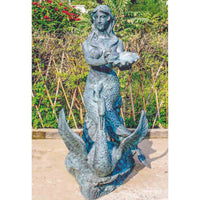 Mermaid Sitting on Swan Bronze Fountain-Custom Bronze Statues & Fountains for Sale-Randolph Rose Collection