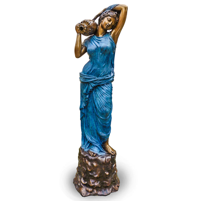 Greco-Roman Grace in Blue Dress Holding Urn-Custom Bronze Statues & Fountains for Sale-Randolph Rose Collection