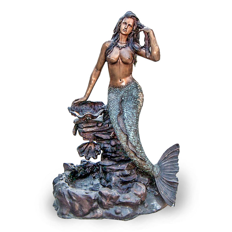 Bronze Statue of a Mermaid Playing with Her Hair-Custom Bronze Statues & Fountains for Sale-Randolph Rose Collection