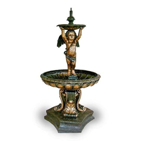 Cherub Holding Fountain Bronze Fountain