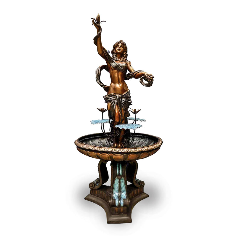 Goddess Holding Lotus Bronze Fountain-Custom Bronze Statues & Fountains for Sale-Randolph Rose Collection