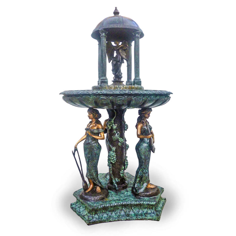 Musical Graces and Angel Tiered Bronze Fountain-Custom Bronze Statues & Fountains for Sale-Randolph Rose Collection