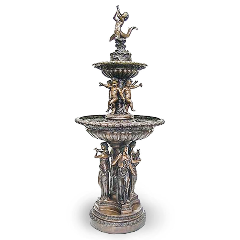Musical Maidens and Cherubs Tiered Bronze Fountain-Custom Bronze Statues & Fountains for Sale-Randolph Rose Collection