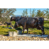 Set of Holstein Cow Statues & Labrador Dog Statue