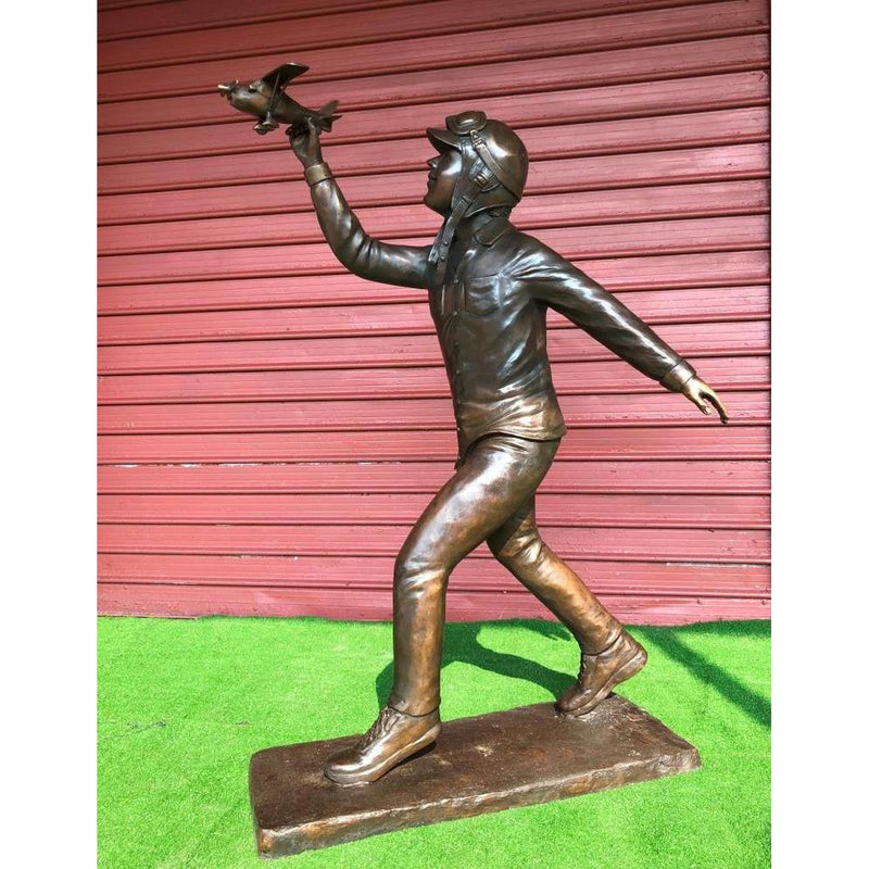Young Pilot in Training-Custom Bronze Statues & Fountains for Sale-Randolph Rose Collection