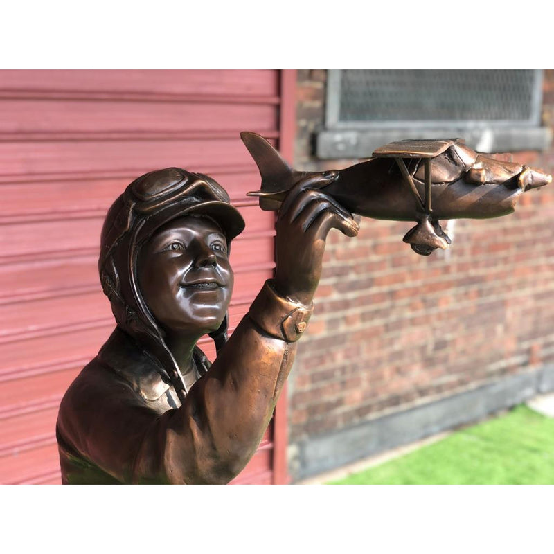Young Pilot in Training-Custom Bronze Statues & Fountains for Sale-Randolph Rose Collection