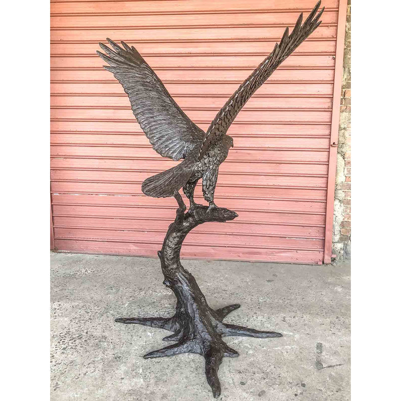 Custom Red Hawk on Tree-Custom Bronze Statues & Fountains for Sale-Randolph Rose Collection