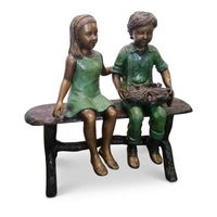 Best Friends Holding Log-Bronze Statue of Children Reading-Randolph Rose Collection-RG1970