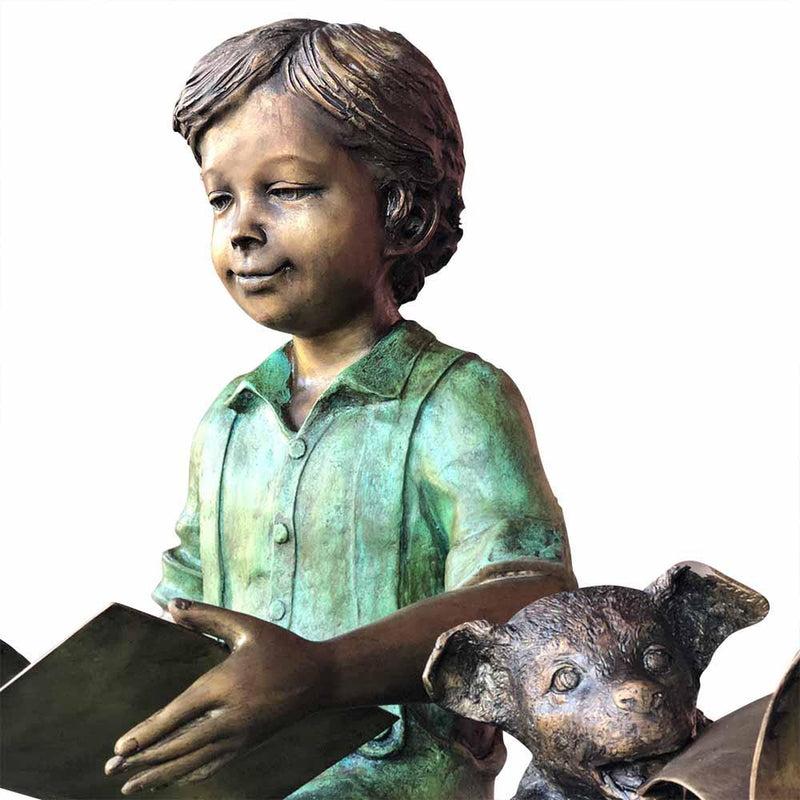 Dog Ate My Best Friends Homework-Bronze Statue of Children Reading-Randolph Rose Collection-RG1971