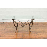 Directoire Table Base with Ram Heads in Dark Patina