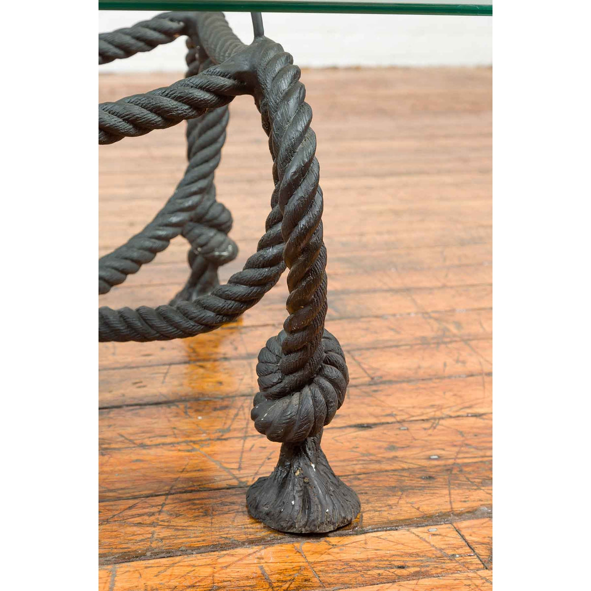 Short Bronze Nautical Rope Coffee Table Base Statue Randolph Rose