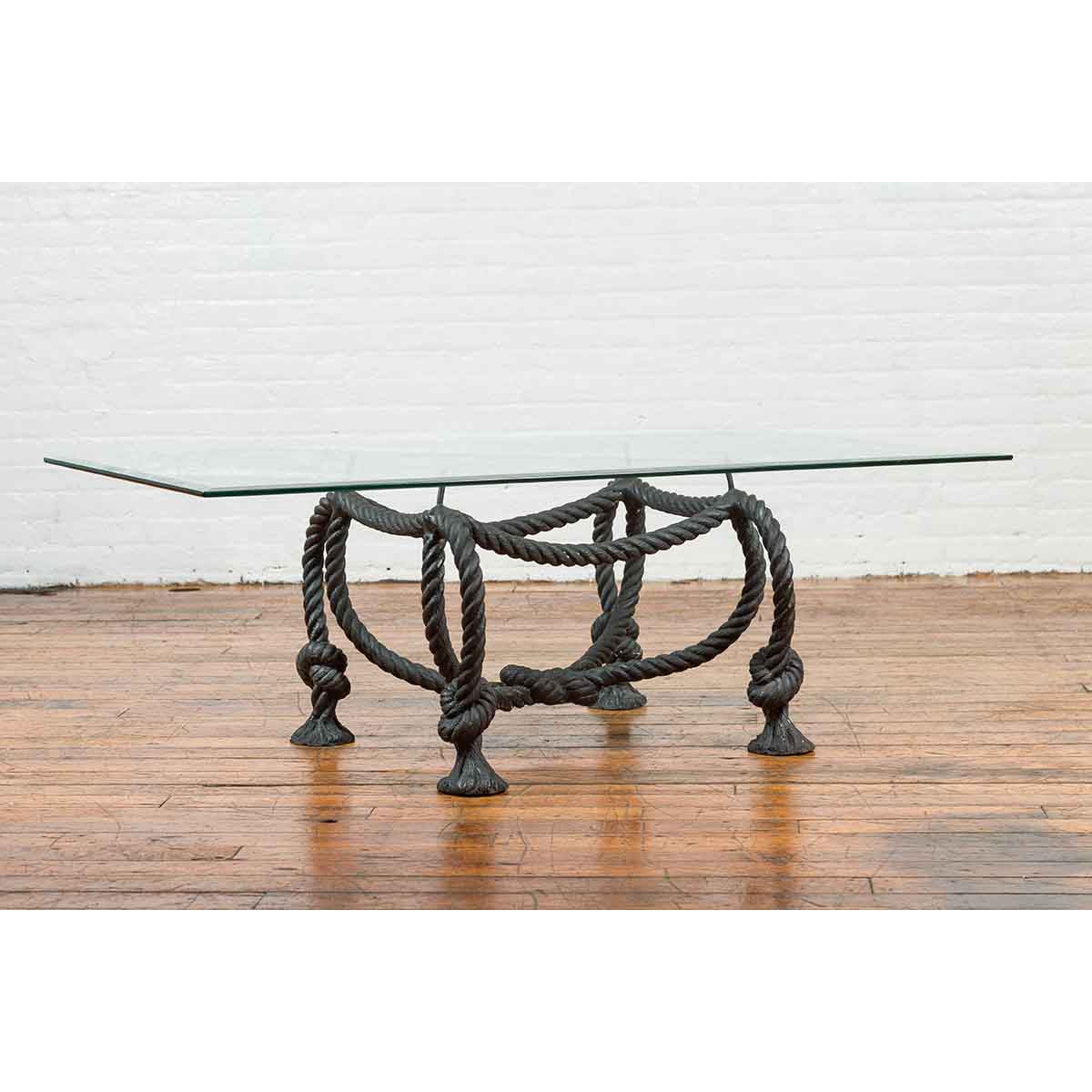 Short Bronze Nautical Rope Coffee Table Base Statue Randolph Rose