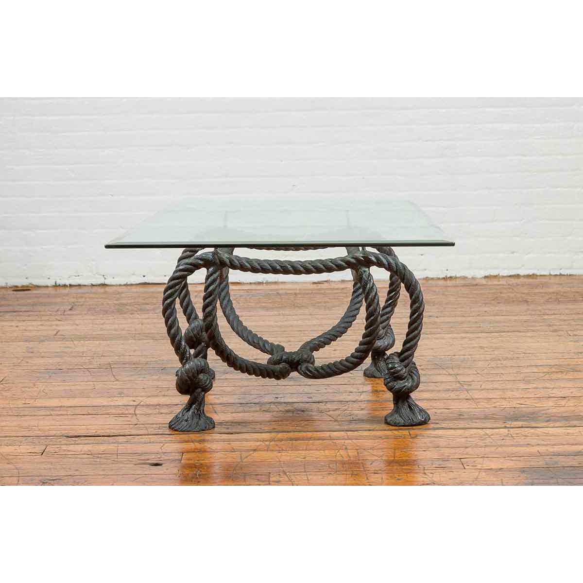 Short Bronze Nautical Rope Coffee Table Base Statue Randolph Rose
